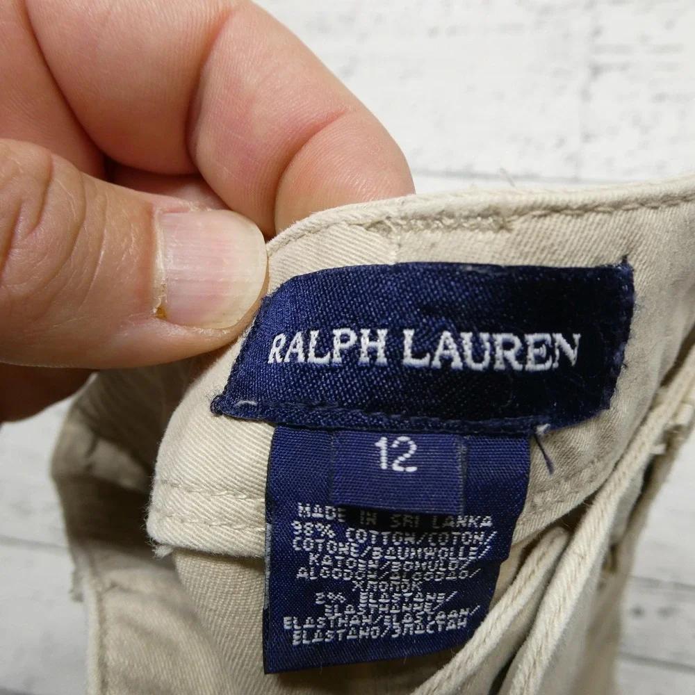 Ralph Lauren Pants Boys 12 Beige Twill Khakis Stretch Zip Fly NWT School